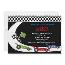 Race Car  Birthday Party Invitations