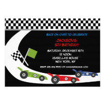 Race Car  Birthday Party Invitations
