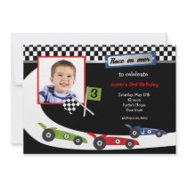 Race Car Photo Birthday Party Invitations