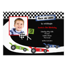 Race Car Photo Birthday Party Invitations