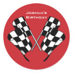 Race Cars Chequered Flag Envelope Seal Sticker