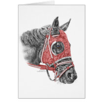 Race Horse Red Silks Portrait Card