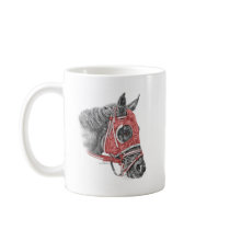 Race Horse Red Silks Portrait Coffee Mugs