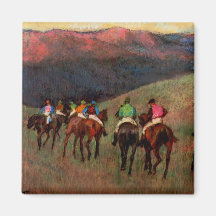 Racehorses in a Landscape jockeys horse art Degas Refrigerator Magnets