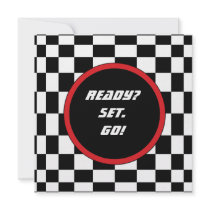 Racing Checkers Birthday Party Invitations