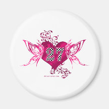 racing number 27 pink butterflies fridge magnet