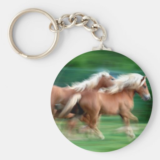 Racing Palomino Horses Keychain