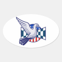 Racing Pigeon Race Flag American Stars Stripes Stickers