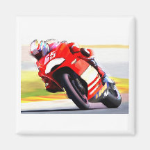 Racing Red Motorcycle Magnet