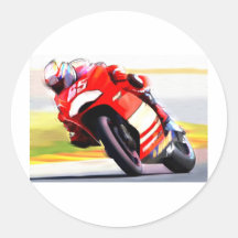 Racing Red Motorcycle Round Sticker