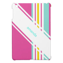 Racing Stripes Criss Cross Personalized Name Case For The iPad Mini