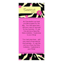 Rack Card Zebra Daisy Floral Salon Spa Pink Yellow