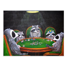 Racoons Playing Poker Postcards