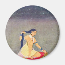 Radha At Night. Mughal Painting Ca 1650Th By Indis Magnet