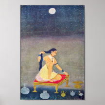 Radha At Night. Mughal Painting Ca 1650Th By Indis Print