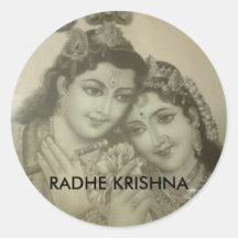 RADHE KRISHNA ROUND STICKERS