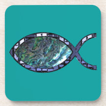 Radiant Christian Fish Symbol Beverage Coaster