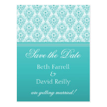 Radiant Glam Damask Save the Date Postcard