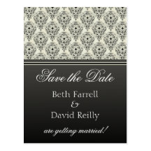 Radiant Glam Damask Save the Date Postcard