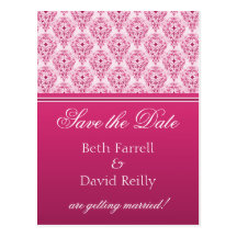 Radiant Glam Damask Save the Date Postcard