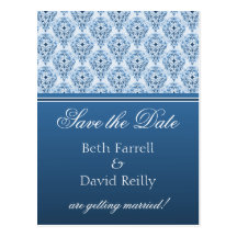 Radiant Glam Damask Save the Date Postcard