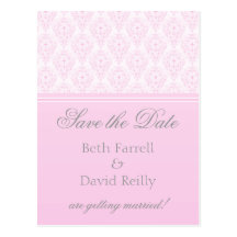 Radiant Glam Damask Save the Date Postcard