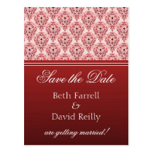 Radiant Glam Damask Save the Date Postcard