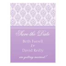 Radiant Glam Damask Save the Date Postcard