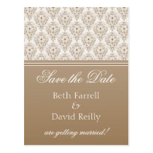 Radiant Glam Damask Save the Date Postcard