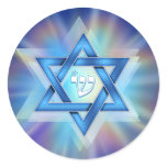 Radiant Star of David Round Stickers