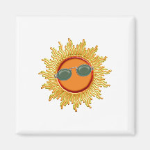 Radiant Sun with Sunglasses Fridge Magnets