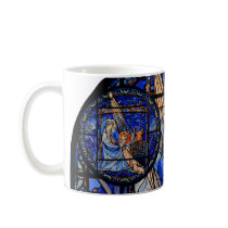 Radiating Nativity Stained Glass Blue Mugs