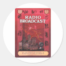 Radio Broadcast-Red Round Stickers