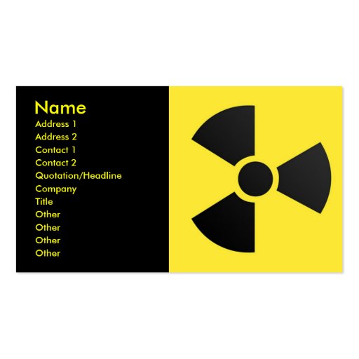 Radioactive Sign, Name, Address 1, Address 2, C... Business Cards