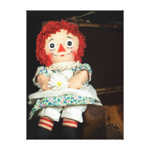 Rag doll with suitcase canvas prints