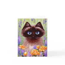 Ragdoll Siamese Burmese Cat Flowers Roses Art Cards
