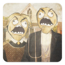 Rage Face Meme Face Comic Classy Painting Square Stickers
