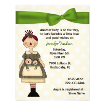 Raggedy Doll Mommy Baby Sprinkle Shower Invitation