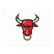 Raging Angry Bull Head Postcard