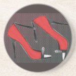 Raging Red Open Toed Stilettos Beverage Coaster