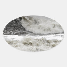 Raging Seas Of Hurricane Sandy Oval Stickers
