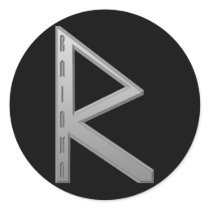 Raidho Rune grey Round Sticker