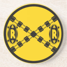 Railroad Crossing Highway Road Sign Coaster
