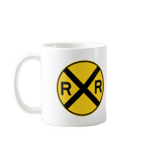 Railroad Crossing Highway Sign Mugs