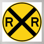 Railroad Crossing Highway Sign Print