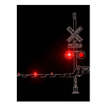 Railroad Crossing Red Lights Post Card