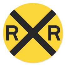 Railroad Crossing Sign Round Stickers