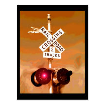 Railroad Crossing Signal Sepia Post Card