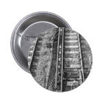 Railroad Tracks, Black and White Picture. Button