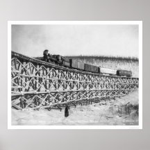 Railroad Train Bridge Alaska 1916 Posters